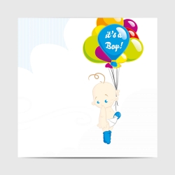 Geboortekaartje ballonnen wolken cartoon jongens kaartje (3011)