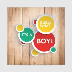Geboortekaartje hout cirkels kleurrijk jongens kaartje (4076)