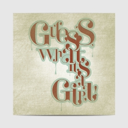 Geboortekaartje vintage grunge typografisch meisjes kaartje (4236)