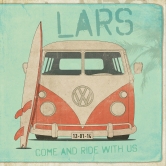 Geboortekaartje Volkswagen bus met surfplank jongens kaartje (4422)
