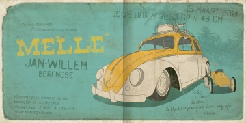 Geboortekaartje classic volkswagen beetle jongens kaartje (4423)