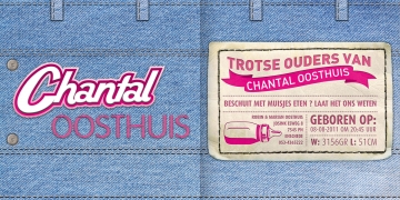 Geboortekaartje jeans look met label meisjes kaartje (5011)