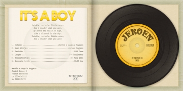 Stoer muziek geboortekaartje met lp vinyl jongens kaartje (5021)